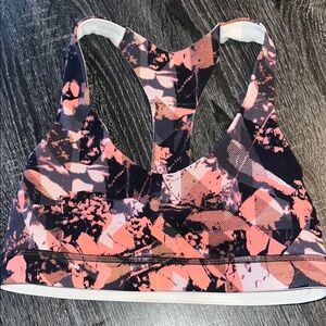 Lululemon Athletica Geometric Coral and Black Sports Bra